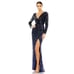 NWT Mac Duggal sequined faux wrap long sleeve maxi gown 22