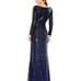 NWT Mac Duggal sequined faux wrap long sleeve maxi gown 22