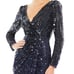 NWT Mac Duggal sequined faux wrap long sleeve maxi gown 22