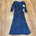 NWT Mac Duggal sequined faux wrap long sleeve maxi gown 22