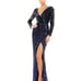 NWT Mac Duggal sequined faux wrap long sleeve maxi gown 22