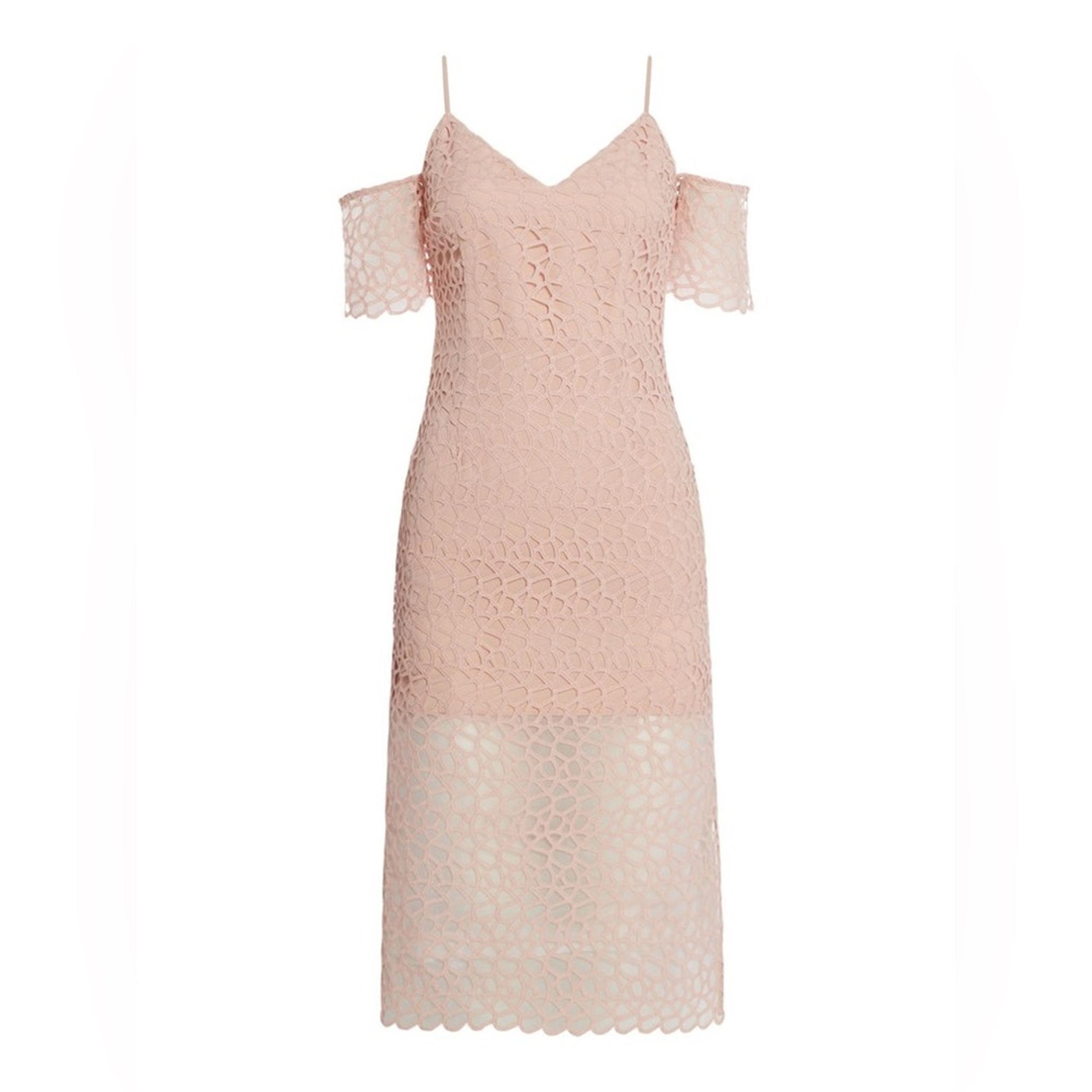 KEEPSAKE THE LABEL NWT Blush Countdown Lace Off Shoulder Midi Dress $590 Sz M