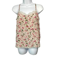 ZADIG & VOLTAIRE Camel Print Silk Camisole Sz XS Pink Floral Cottage Coquette