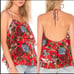 ALICE + OLIVIA Red Floral Tiered Halter Top Sz XS