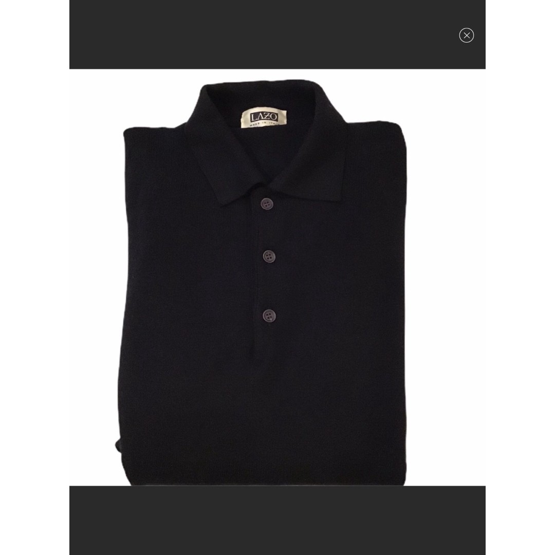 Italy Lazo Black 3 Button Collared Sweater