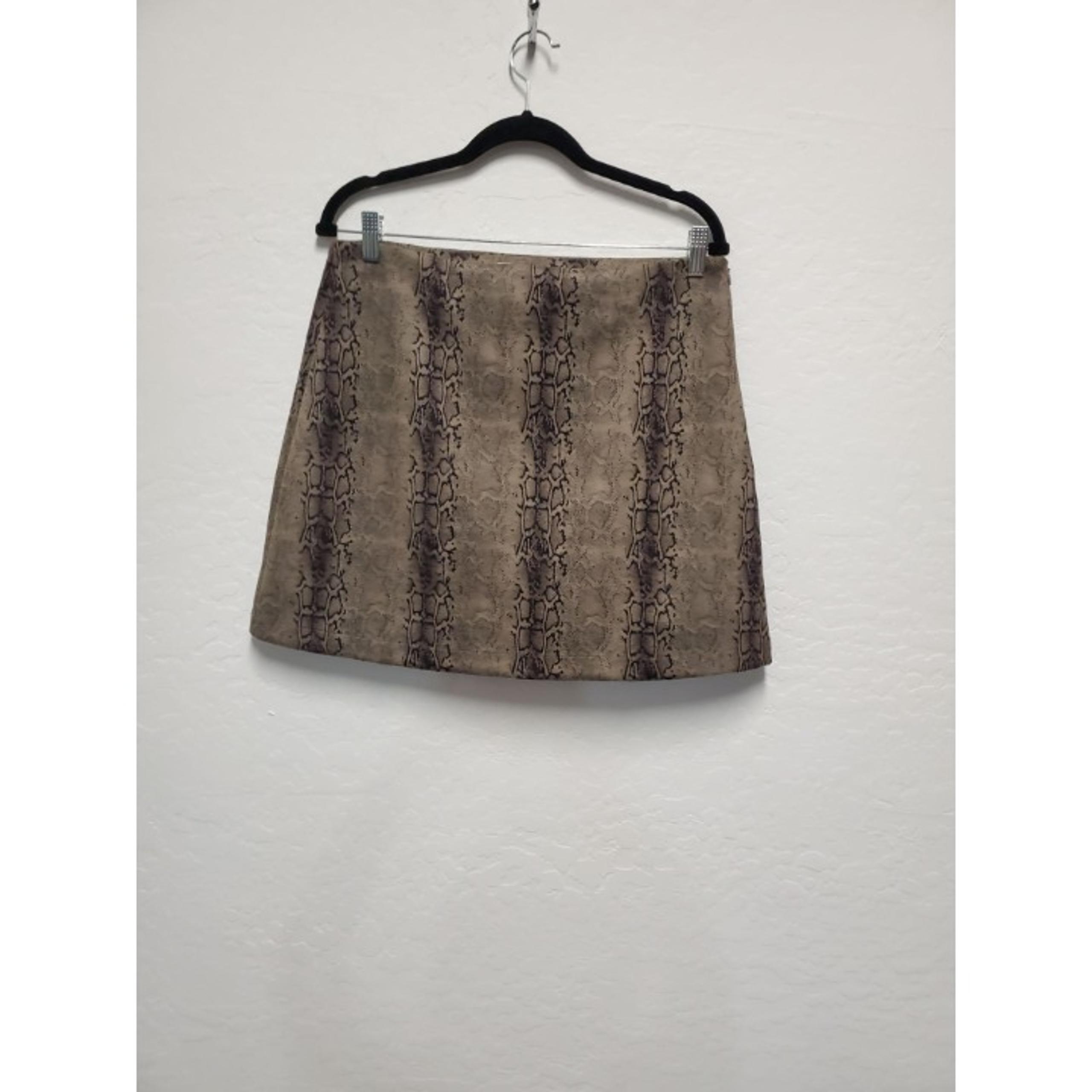 Brown Patterned Snake Suede Mini Skirt Large - Gilli