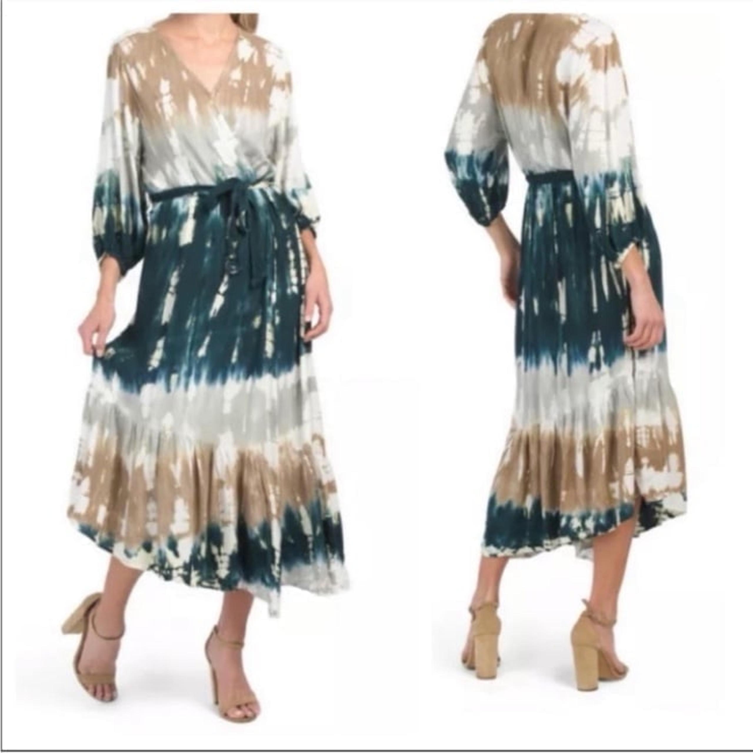 Young Fabulous & Broke Women's Jillian Wrap Tie Dye Boho Midi Size Small NWOT