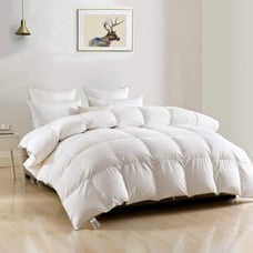 Luxury Oversized King Goose Feathers Down Comforter, Soft Egyptian Cotton Cover,
