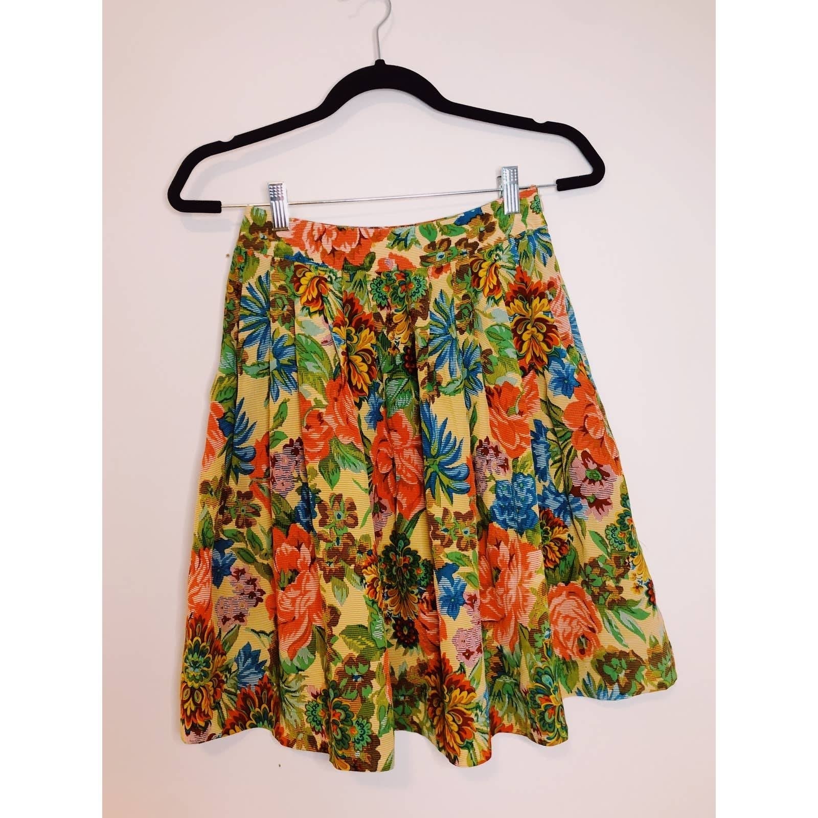Anthropologie Postella Silk Floral Skirt