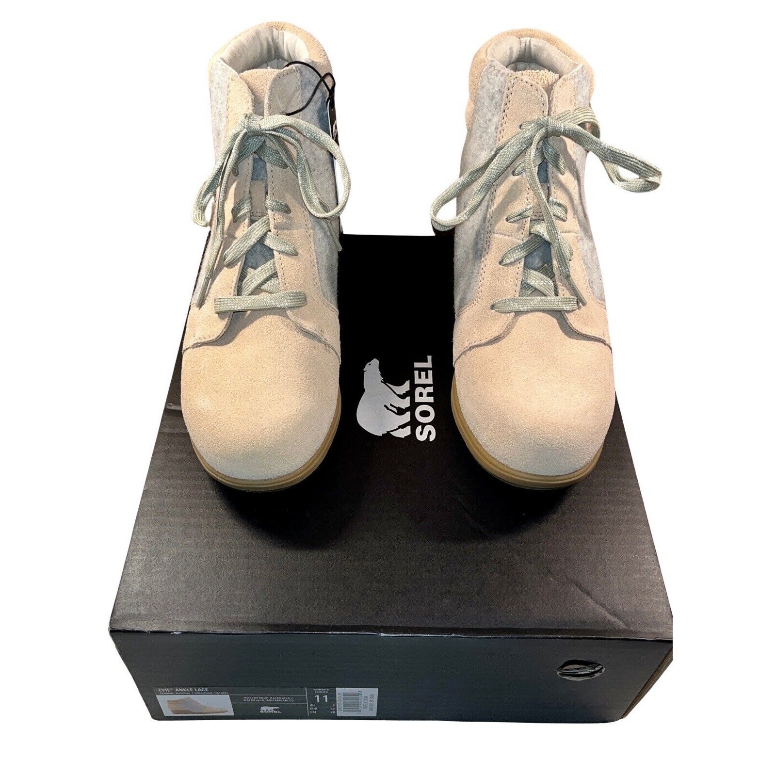 NEW Sorel Women's Evie Ankle Lace Boot Size 11 - Ceramic Natural Waterproof NIB