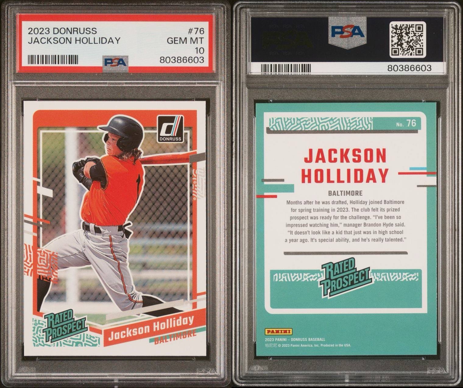 Jackson Holliday 2023 Donruss Rated Prospect PSA 10!!