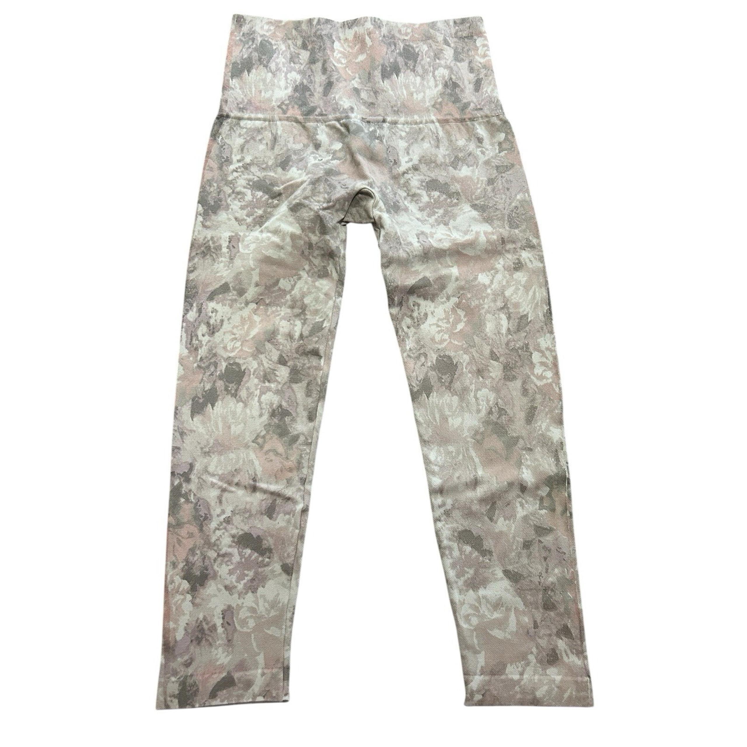 Breezies Leggings Pink/gray Floral Print Sz M