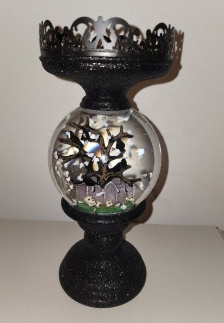Bath and Body Works Globe Cemetery Pedestal 3-Wick Candle Lights Up