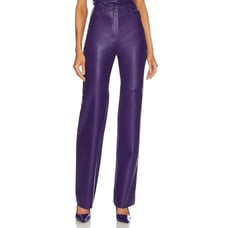 Cult Naked Killa Vegan Leather Trouser Pants High Rise Straight Leg Purple Sz S
