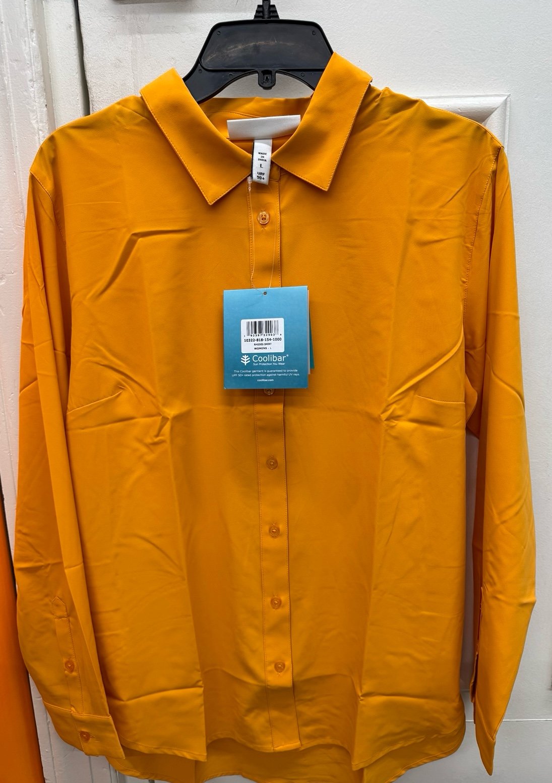 Coolibar UPF 50+ Women's Rhodes Shirt Orange Button Down Size Large