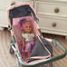 Multi-Function Single Doll Pram & Stroller – Gray/Pink