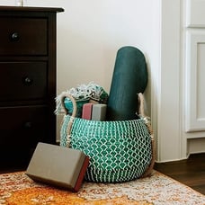 Modern Village Designer Plant Basket and Throw Blanket Basket (Teal)