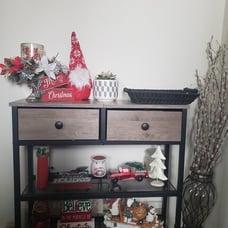 29.5 Narrow Console Table with 2 Fabric Drawers Greige