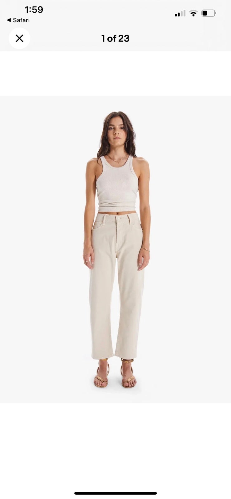 MOTHER denim The Ditcher Crop Jeans In Chalk It Up Tapioca