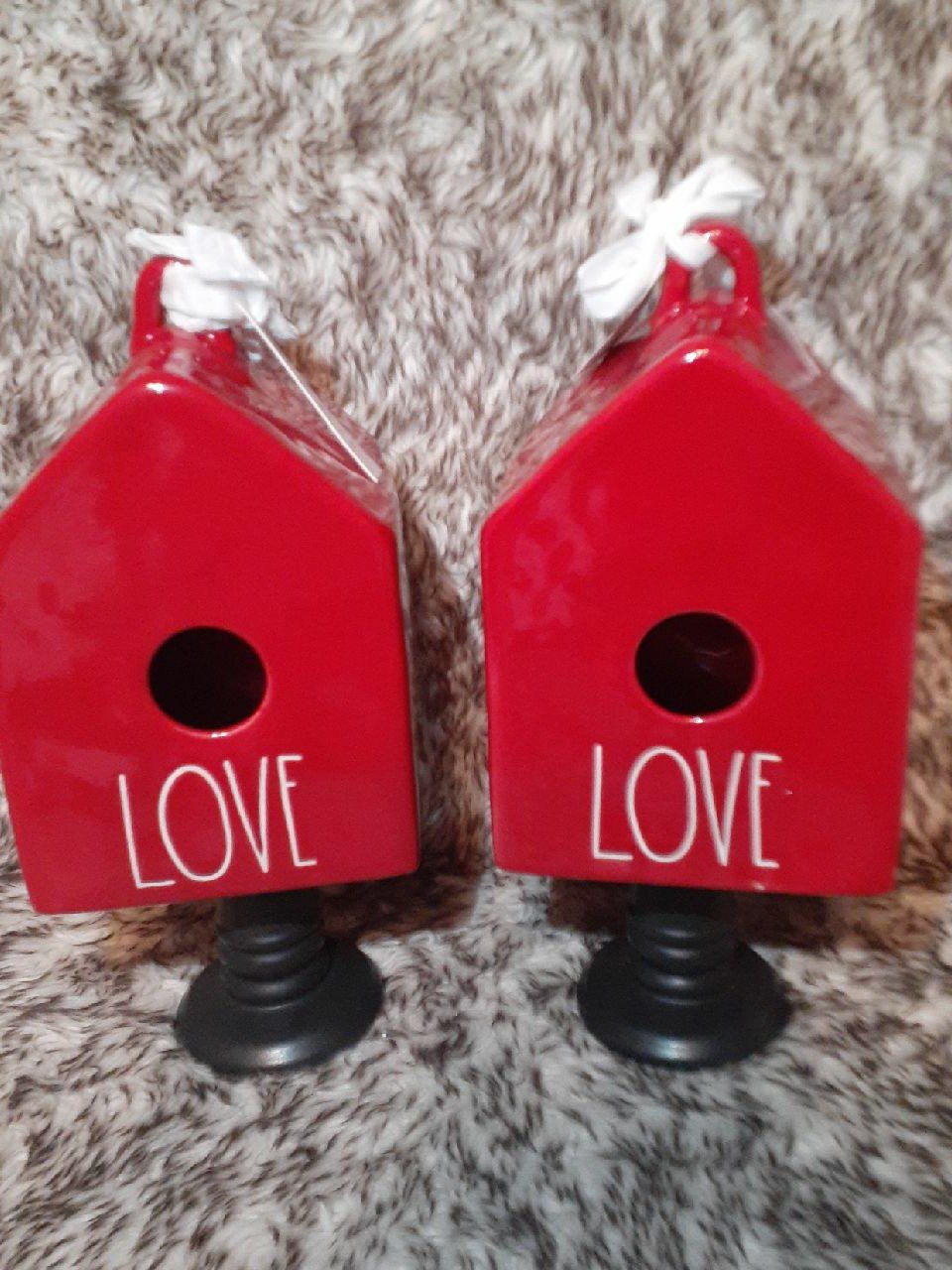 Rae Dunn red LOVE Birdhouses