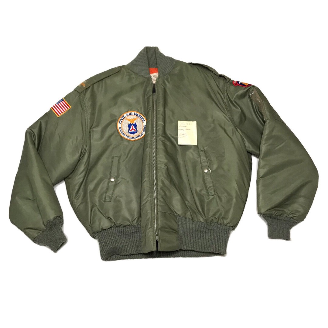 Vintage 70s MA-1 Flight Bomber Jacket Civil Air Patrol XL Air Force Utah Wing