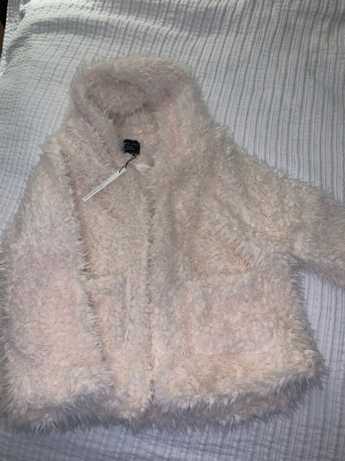 NWT Cream Faux Fur Coat