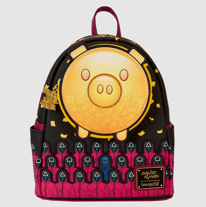Squid Game Piggy Bank Masked Men Glow Mini Backpack