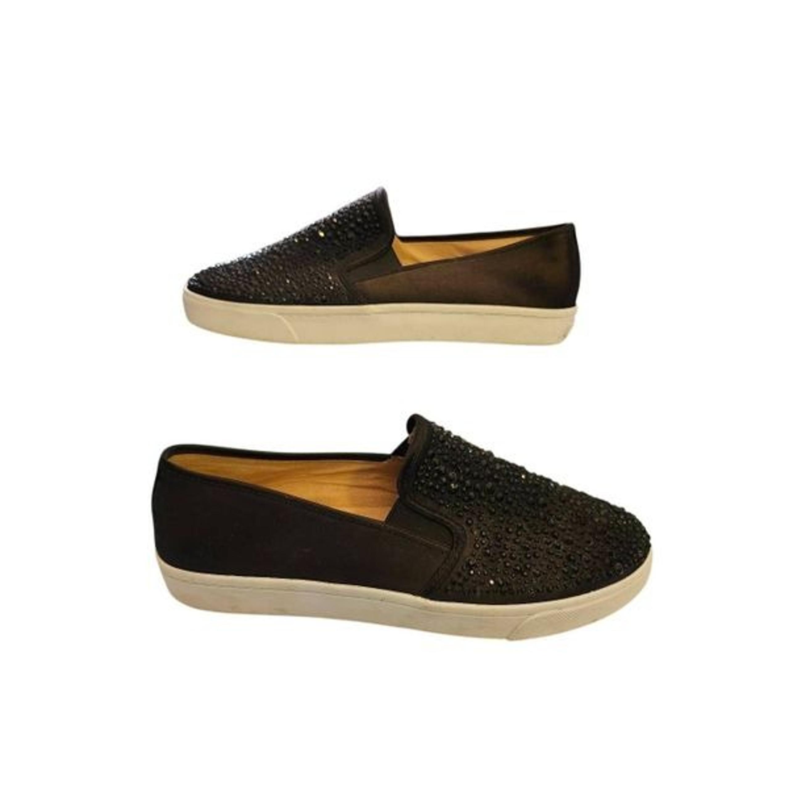 INC International Concepts Sammee2 Black Slip On Rhinestone Sneakers Size 10M