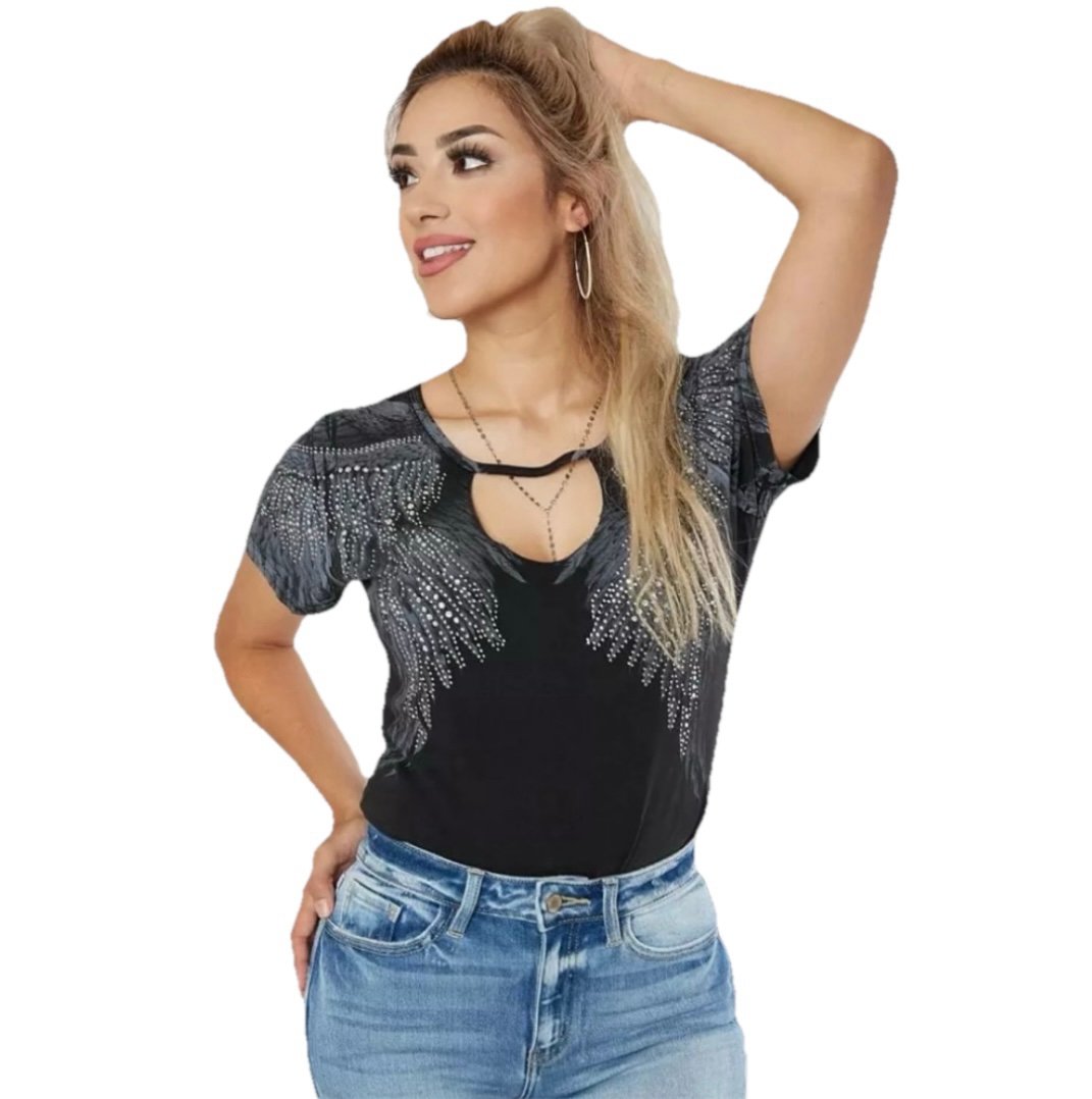 Affliction Isadora Diamonds Bodysuit Women’s Black Size Small