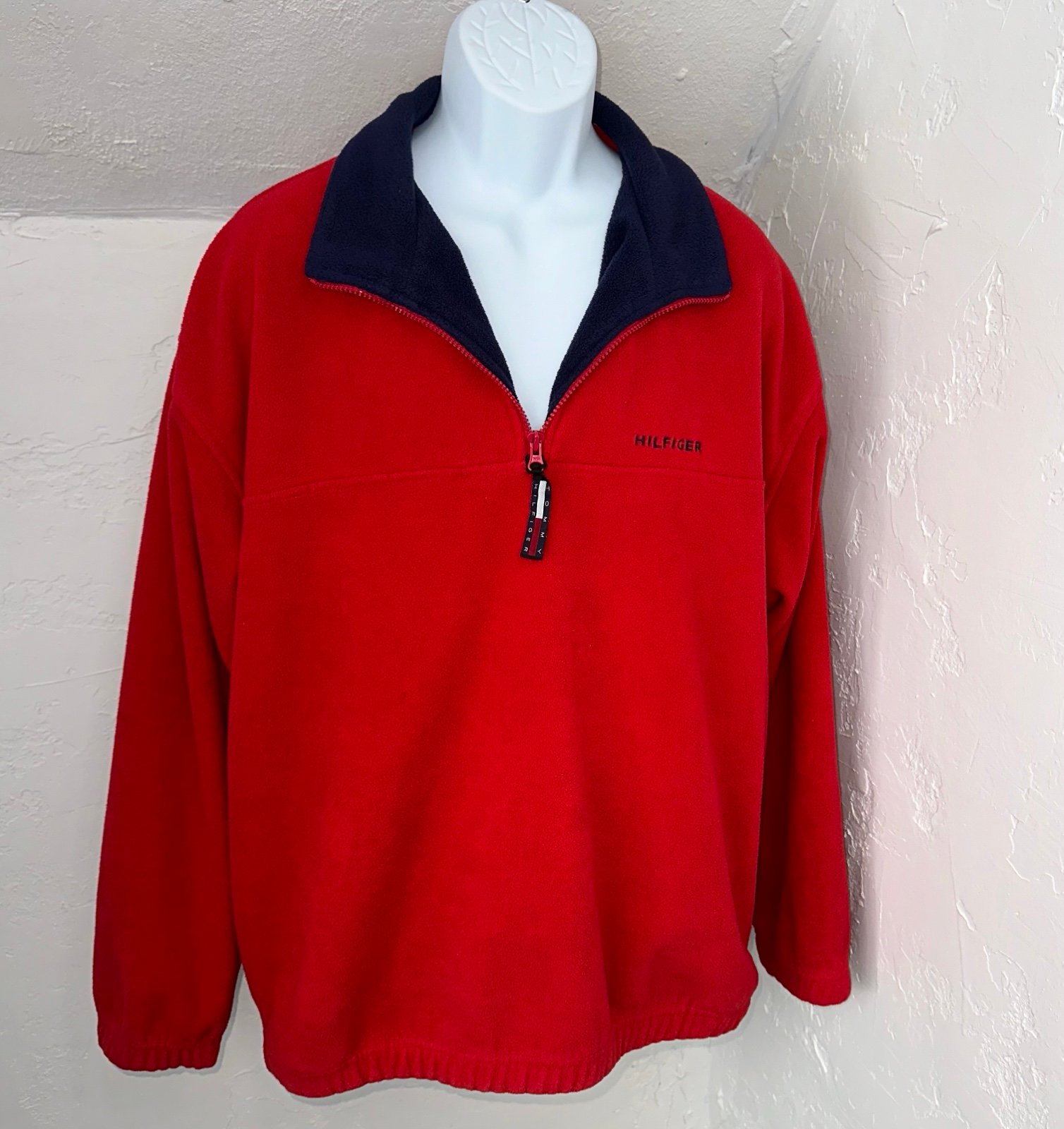 Vintage Tommy Hilfiger Men's 1/4 Zip Fleece Jacket XL