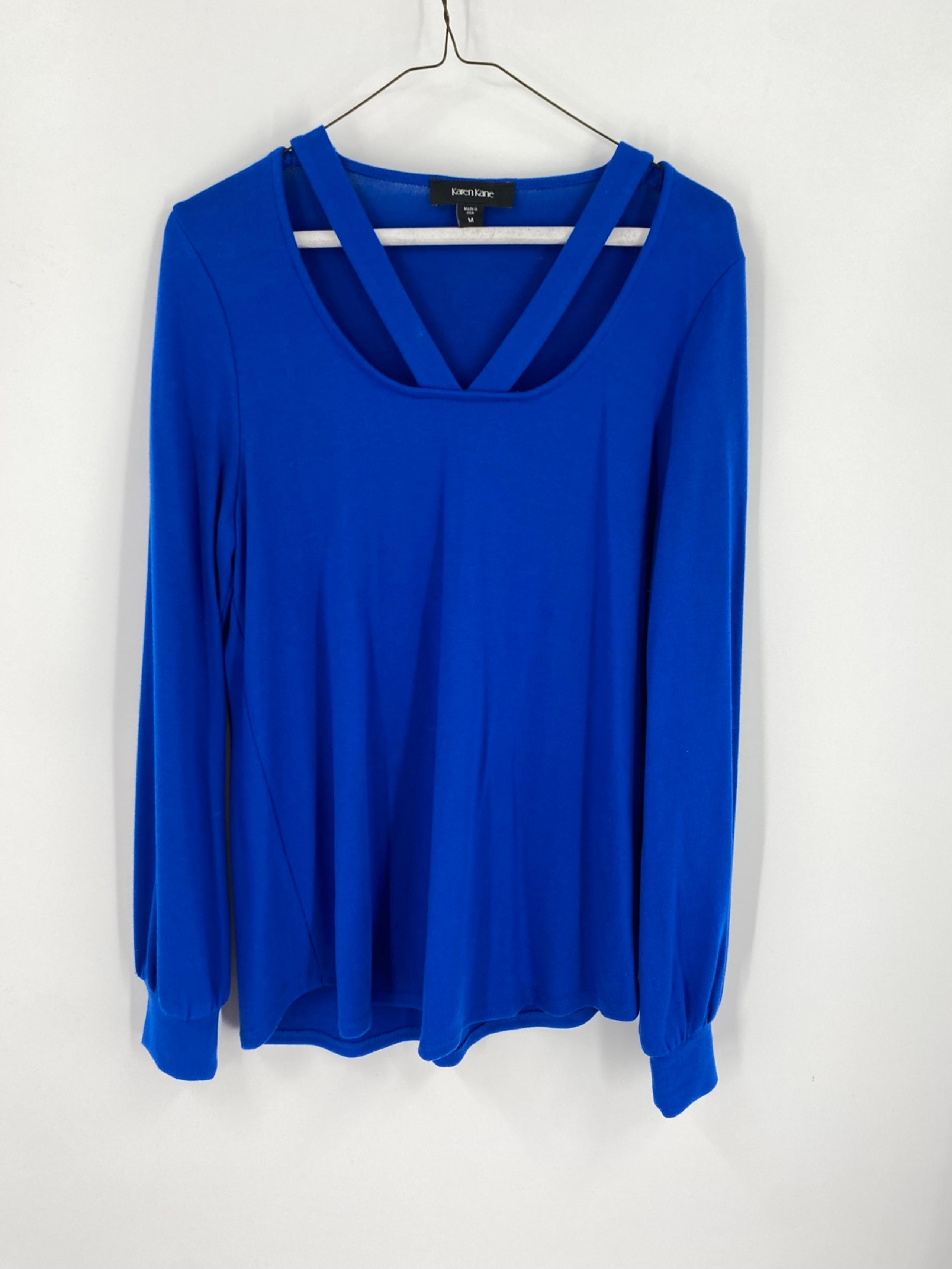 Karen Kane Blue Cut Out Blouse with Black Trim size M