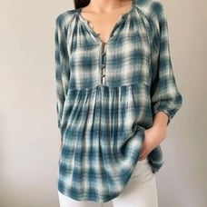 Anthropologie Maeve Cavalon Plaid Popover Blouse S