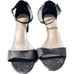 De Blossom Olie Block Heel Black Glitter Ankle Strap Women's Size 9