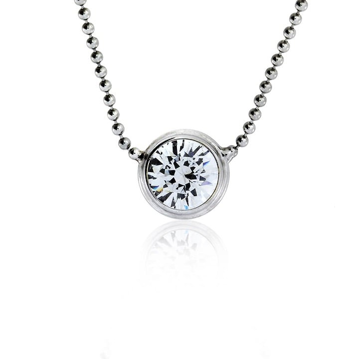 Platinum 16 1/2" Ball Chain Inline CZ Pendant Necklace GN-2297