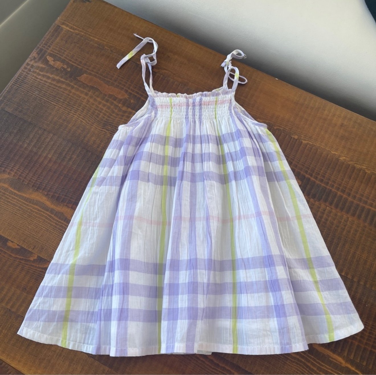 Baby kid dress smocks strapless 2T white Burberry purple