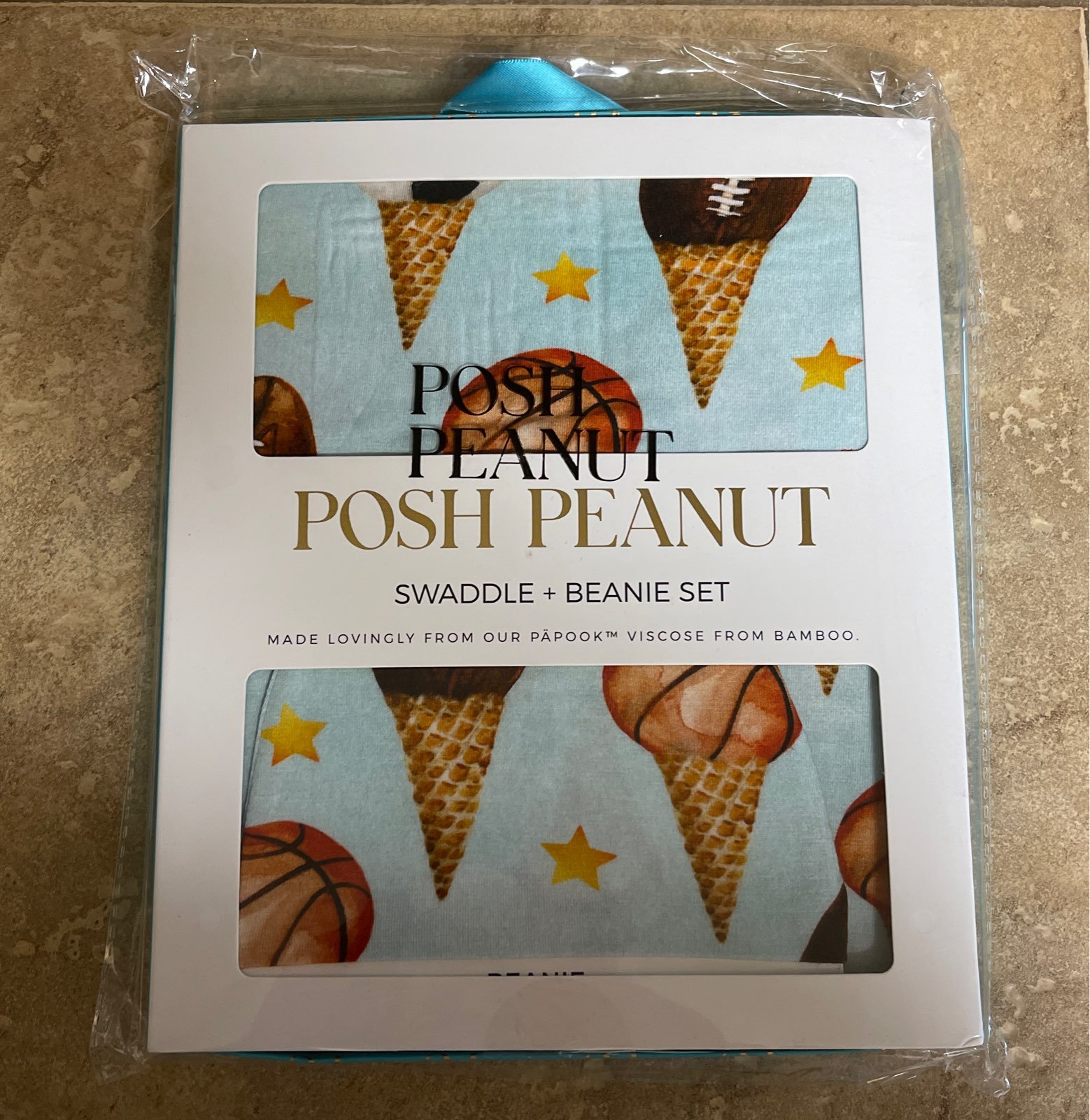 Posh peanut swaddle and beanie set