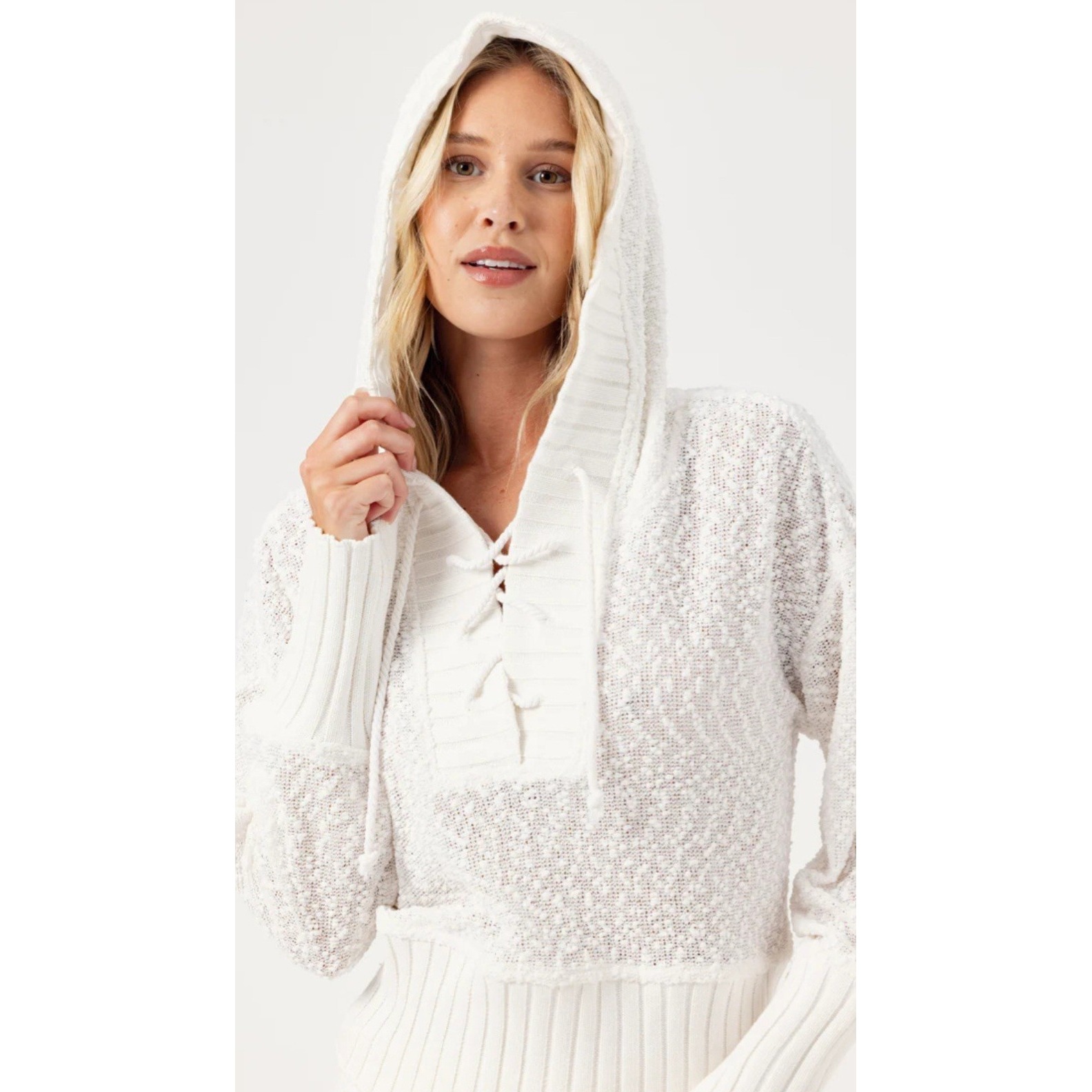 Anthropologie Sundays Tatum Womens Hoodie Sweater White Size Small Summer Beach