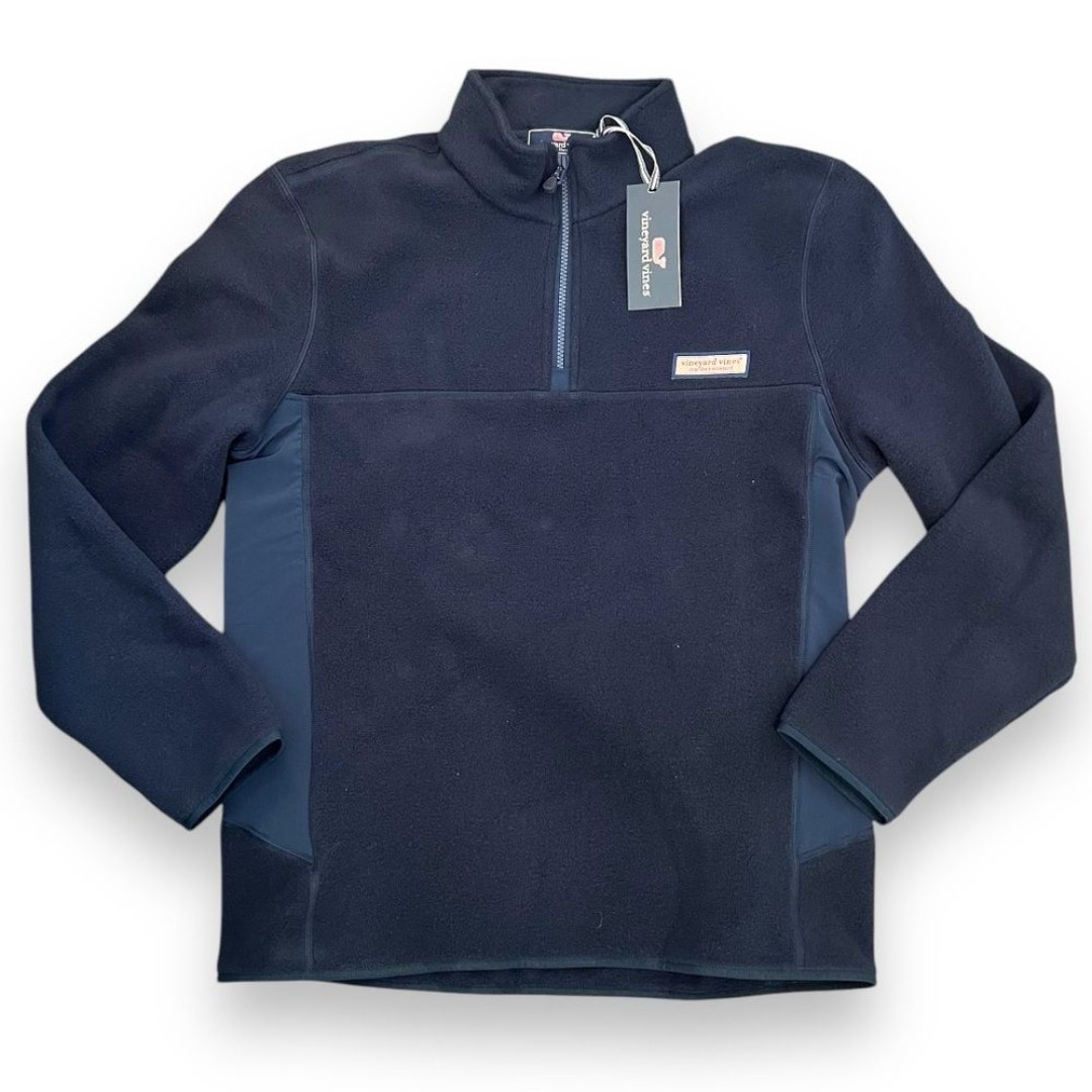 NWT Vineyard Vines Tech Fleece Pullover Navy Blue Lightweight Warm 1/4 Zip Sz M