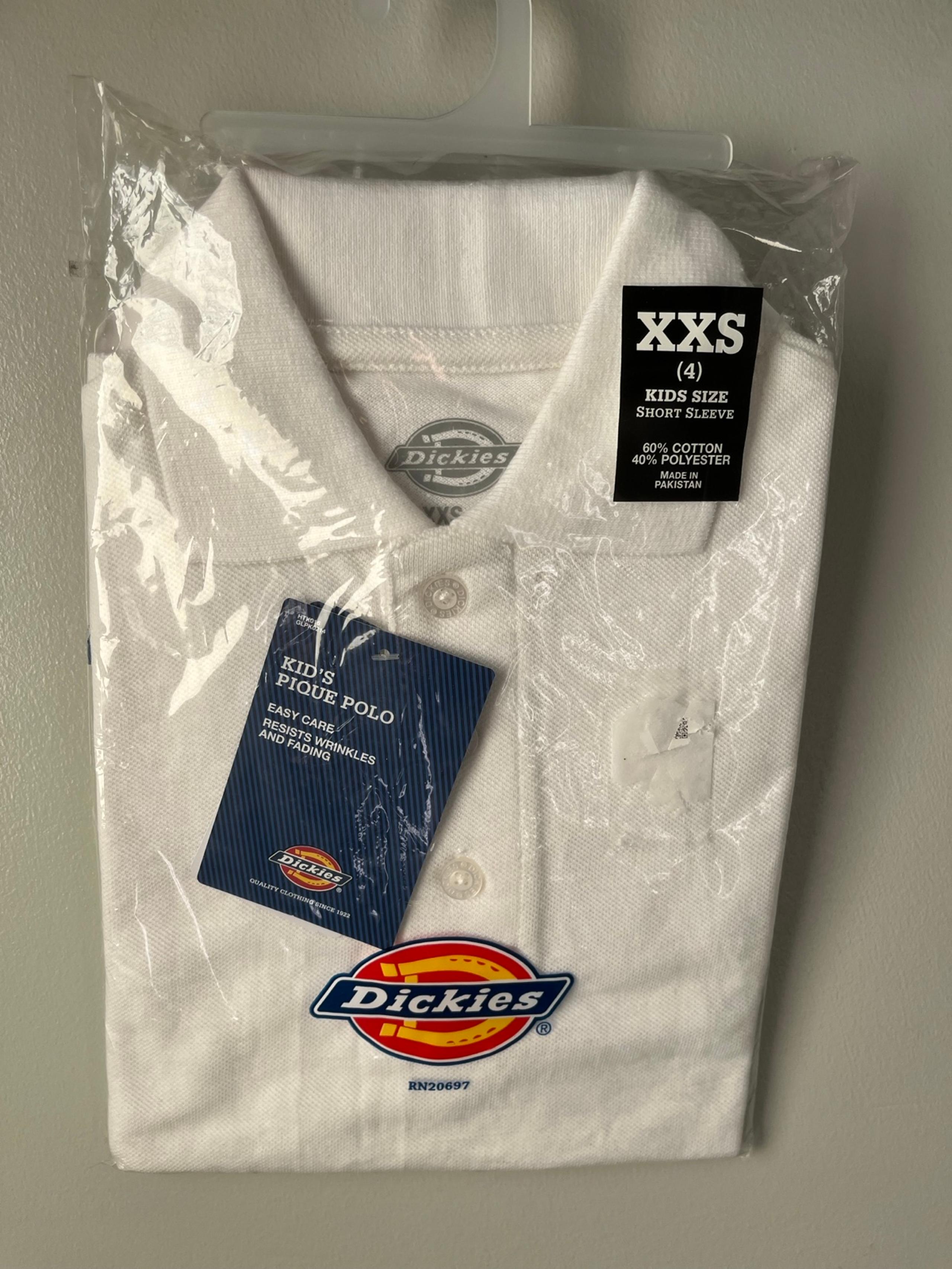 NWT Vintage Dickies kids pique polo white xxs