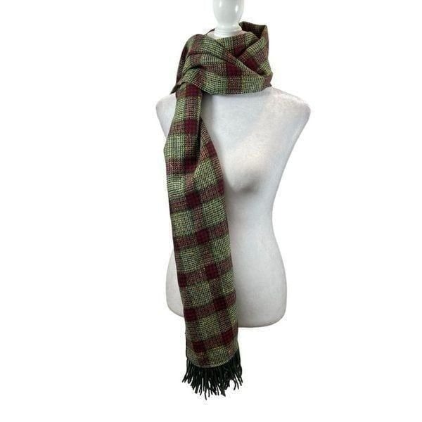 Vintage Red and Green Fringe End Scarf
