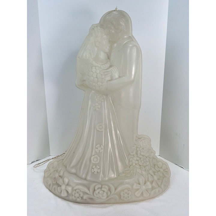 Vintage Blow Mold Wedding Bride And Groom Light Up Fun Prop 27” Tall