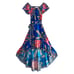 Flying Tomato Royal Blue Flower Detail High Low Ruffle Off Shoulder Dress S