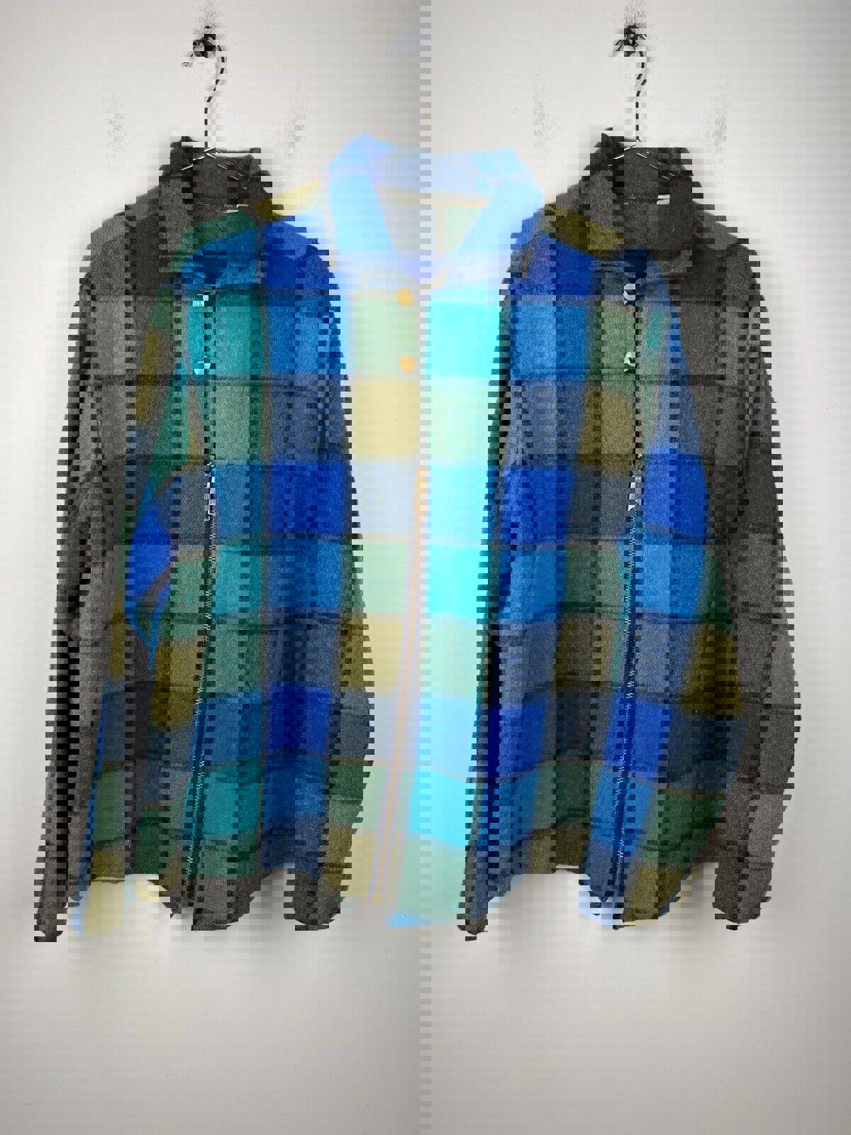 1960s Wool Penneys Outerwear Checked Talon Zip Wool Jacket