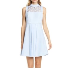 Ted Baker Light Blue Dress with Lace Flowered Bodice Sz 8