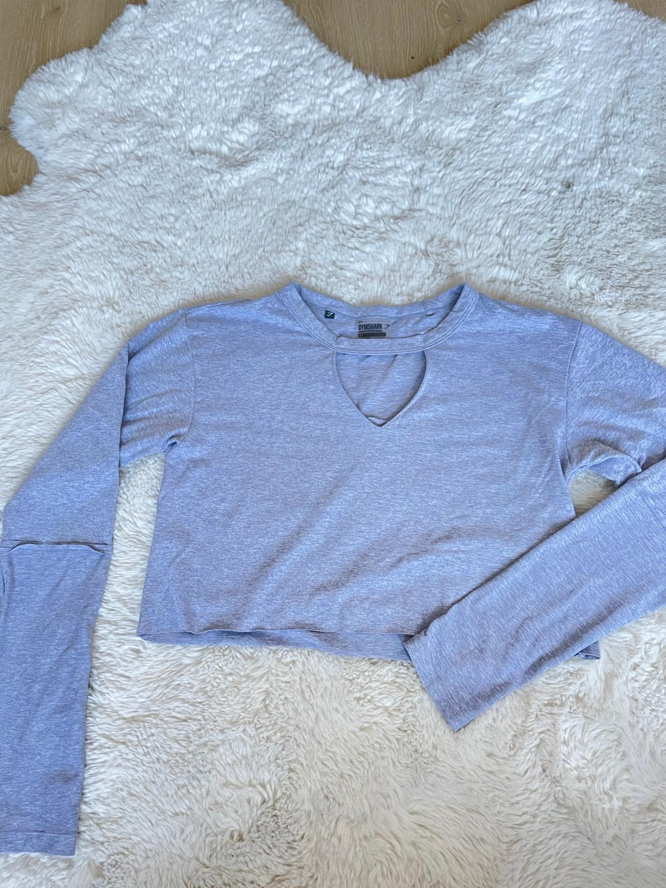 Gymshark light blue / periwinkle keyhole long-sleeve cropped top size XS