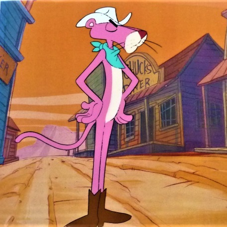 Cowboy Pink Panther Cartoon Cel +Drawing