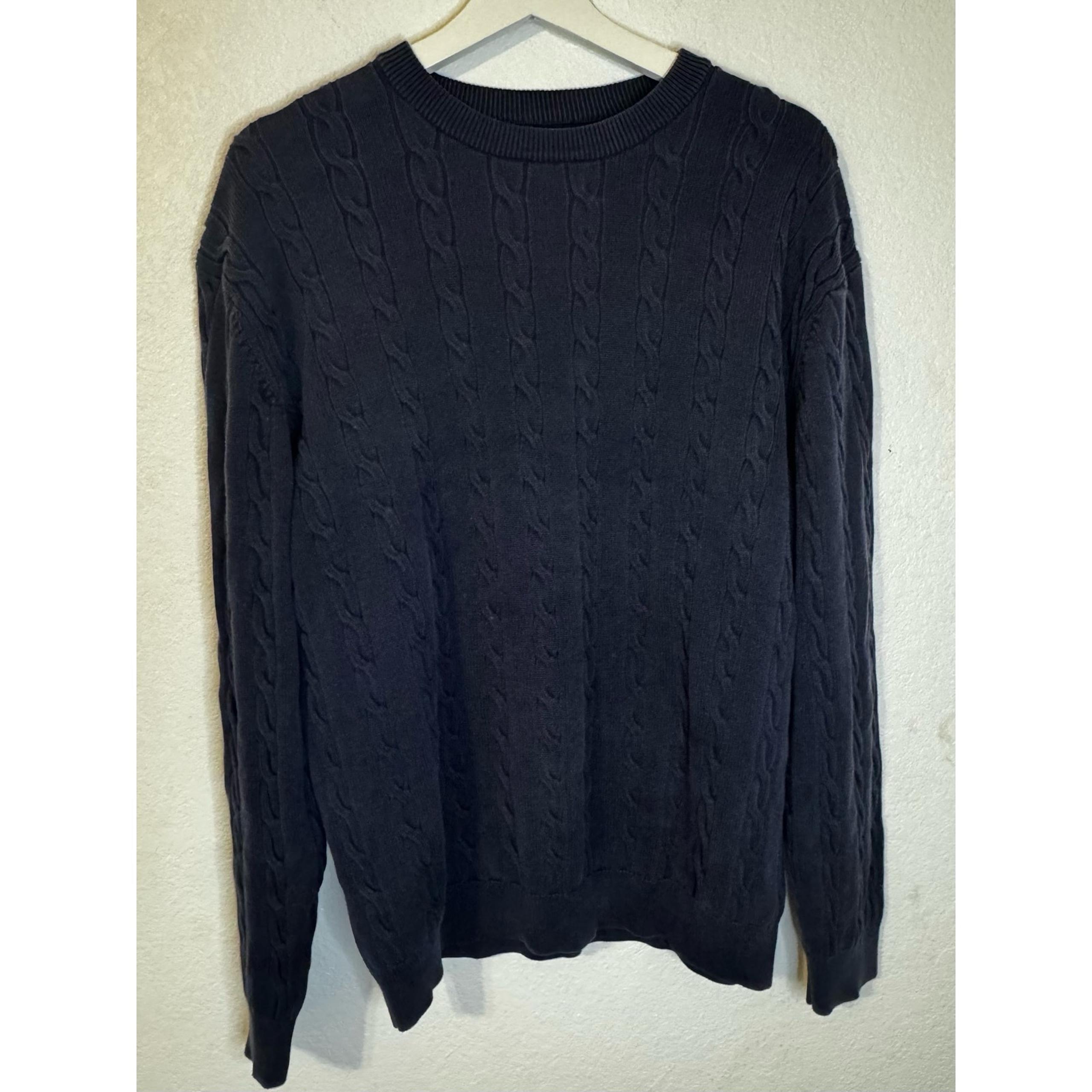 Duck Head Men's Cable Knit Sweater Navy Size L