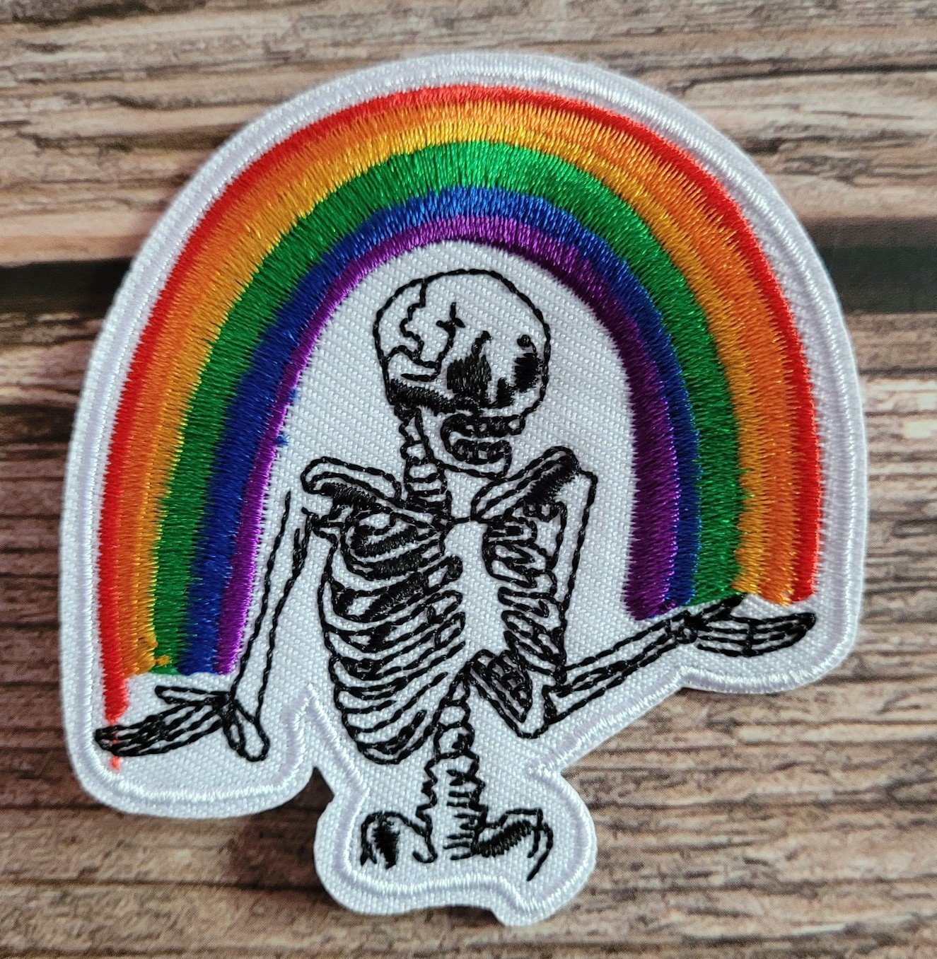 Rainbow Skeleton Punk Lgbtq Halloween Embroidered Iron On Patch