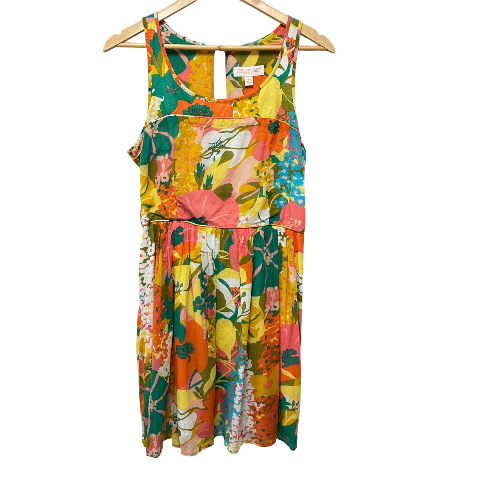 Tori Richard Honolulu Floral Cotton Dress Womens 12 Hawaiian Sundress Vacation