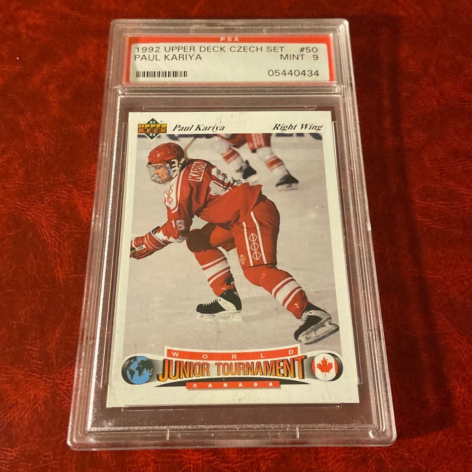 PAUL KARIYA 1991-92 Upper Deck CZECH #50 RC ROOKIE ANAHEIM MIGHTY DUCKS PSA 9